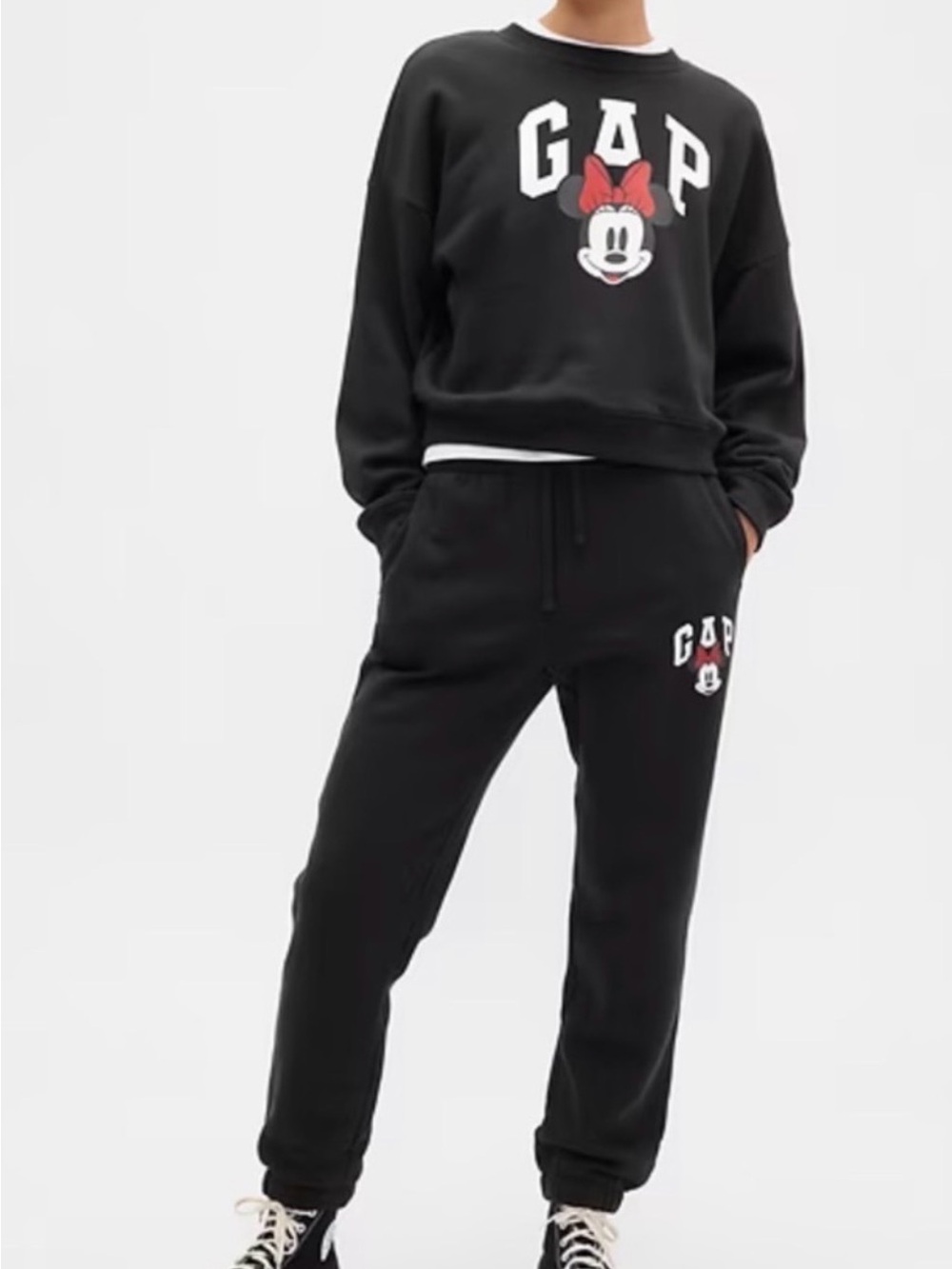 Gap x Disney Minnie Mouse oversized logo black sweatshirt + sweats - women’s XS